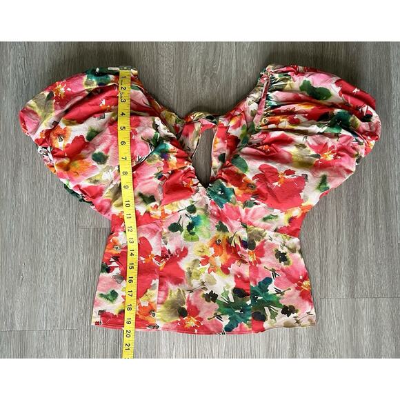 J.Crew Floral Puff Sleeve Blouse Size 6 – Watercolor Print V-Neck Top - Picture 4 of 9